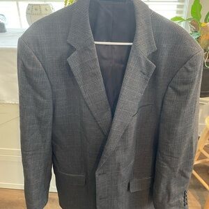 Gray Plaid Wool Blazer
